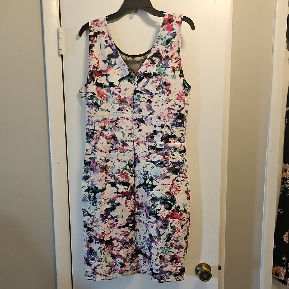 Metaphor Black Lace and Colorful Print Mini Dress -XL - Picture 3 of 3